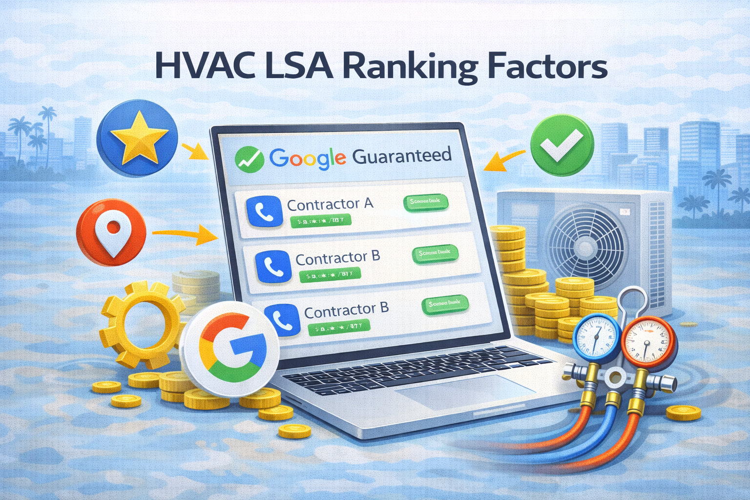 HVAC LSA ranking factors showing the HVAC-specific tactics that drive top-3 positioning in Google Local Services Ads