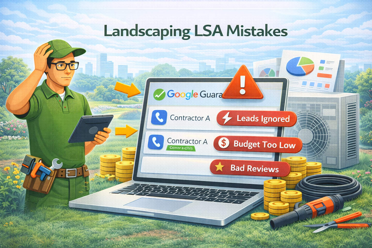 Landscaping LSA mistakes audit checklist with severity ratings and step-by-step fixes