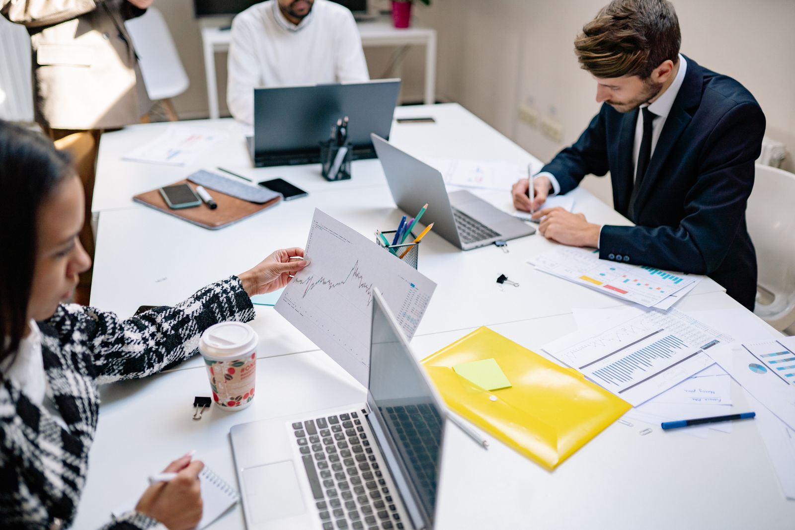 Marketing team working together at a table