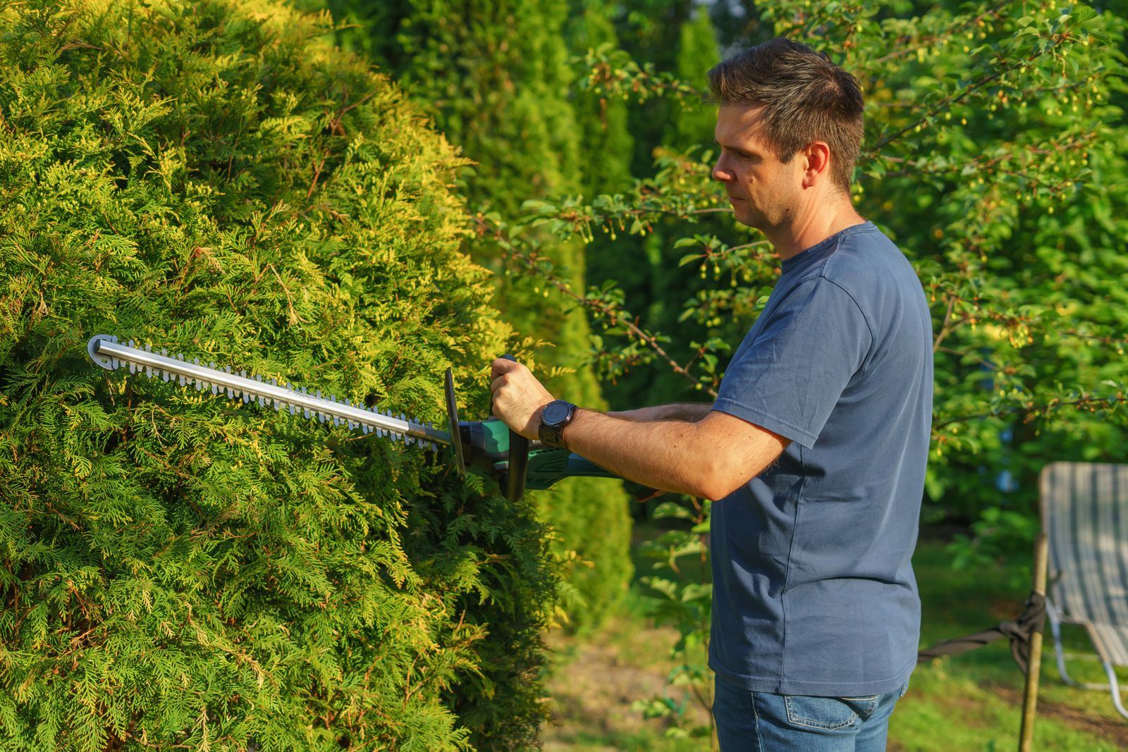 Commercial grounds maintenance equipment on site